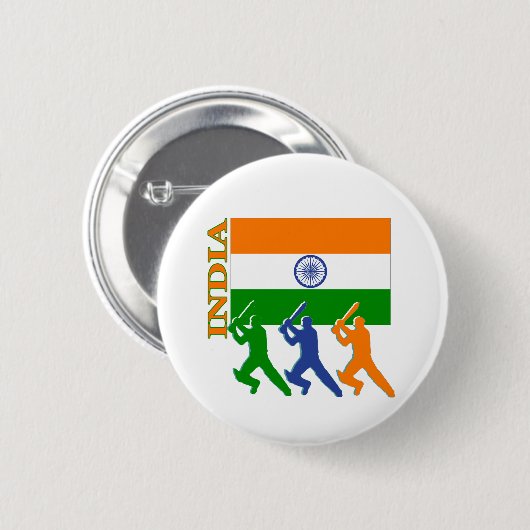 Badge Rond 5 Cm cricket en inde (Devant & derrière)