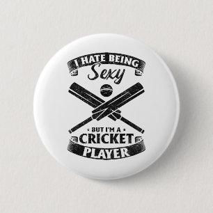Badge Rond 5 Cm Cricket - Je déteste être Y mais je suis un joueur