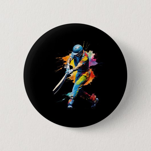 Badge Rond 5 Cm Cricket Player Game  (Devant)