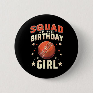 Badge Rond 5 Cm Cricket-themed Squad Of The Birthday Girl