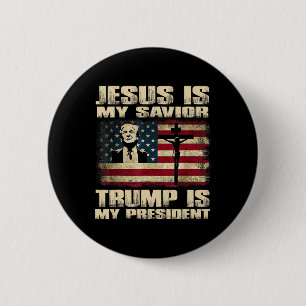 Badge Rond 5 Cm Criminel Condamné Jésus Est Mon Sauveur Trump Est