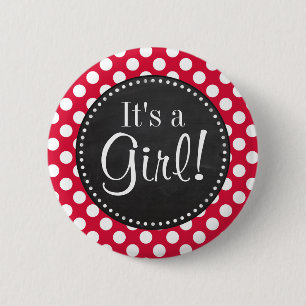 Badge Rond 5 Cm Crimson Pois; Chalkboard look