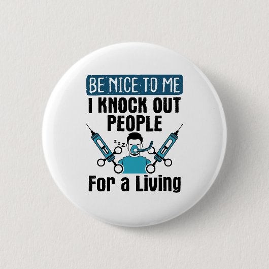 Badge Rond 5 Cm CRNA Frapper Les Gens Infirmer Anesthésiste (Devant)