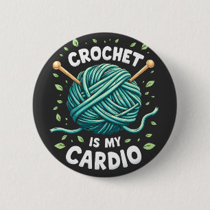 Badge Rond 5 Cm Crochet est mon cardio Fil à coudre Fitness