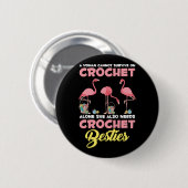 Badge Rond 5 Cm Crochet Flamant rose d'artisanat Crochet amis Fil (Devant & derrière)