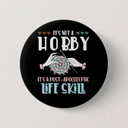 Badge Rond 5 Cm Crochet Hobby Crafting Yarn Lover (Devant)