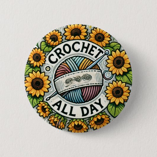 Badge Rond 5 Cm Crochet toute la journée (Devant)