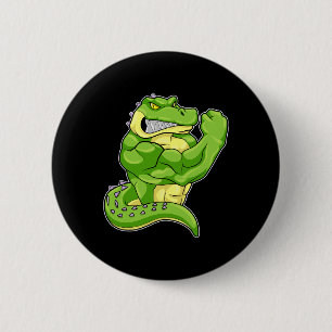 Badge Rond 5 Cm Crocodile Bodybuilder Bodybuilding Sports 1