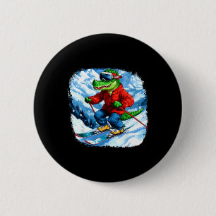 Badge Rond 5 Cm Crocodile Skier