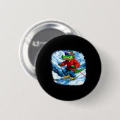 Badge Rond 5 Cm Crocodile Skier (Devant & derrière)