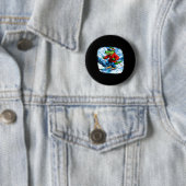 Badge Rond 5 Cm Crocodile Skier (En situation)