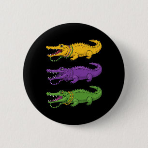 Badge Rond 5 Cm Crocodiles Aligator Louisiana Mardi Gras Femmes Ho