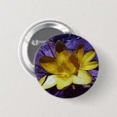Badge Rond 5 Cm Crocus jaune numérique (Devant & derrière)