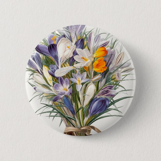Badge Rond 5 Cm Crocus Spring Flower Botanique Floral Art (Devant)