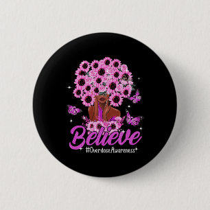 Badge Rond 5 Cm Croire Black Femmes Sunflower Hair Overdose