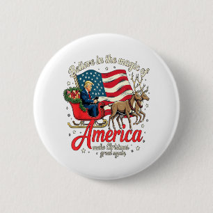 Badge Rond 5 Cm Croire en la magie de l'Amérique Rendez Noël génia