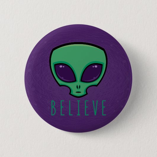 Badge Rond 5 Cm Croire la tête de l'Alien (Devant)
