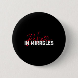 Badge Rond 5 Cm Crois Aux Miracles. Sensibilisation au cancer du s
