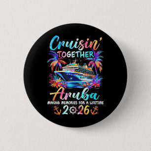 Badge Rond 5 Cm Croisière à Aruba 2026 Famille en vacances ensembl
