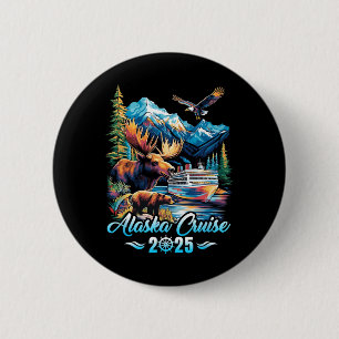 Badge Rond 5 Cm Croisière en Alaska 2025 Groupe de famille et d'am