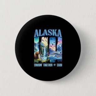 Badge Rond 5 Cm Croisière en Alaska 2025 Groupe de famille et d'am