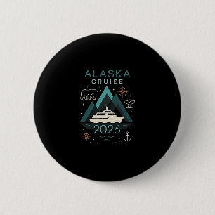 Badge Rond 5 Cm Croisière en Alaska 2026 - Voyage de vacances en f