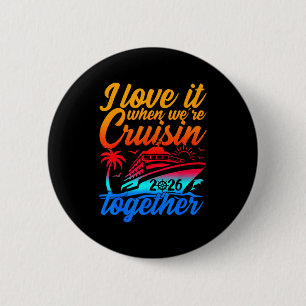 Badge Rond 5 Cm Croisière en famille 2026 J'adore quand on croise