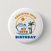 Badge Rond 5 Cm Croisière en mon bateau de 50e anniversaire (Devant)