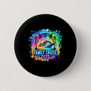 Badge Rond 5 Cm Croisière familiale 2025 Hawaï Plage Noix de coco