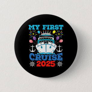Badge Rond 5 Cm Croisière Famille Vacances Tee Navire Ancre Mon Pr
