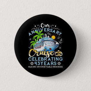 Badge Rond 5 Cm Croisière Joyeux Anniversaire Célébrant 43 Ans Duo