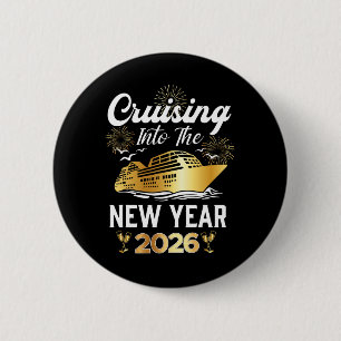 Badge Rond 5 Cm Croisière pour le Nouvel An 2026 Vacances de crois