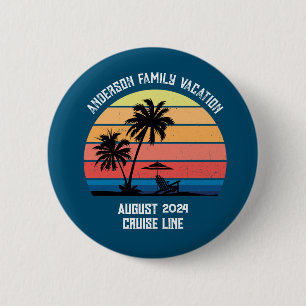 Badge Rond 5 Cm Croisière Retro Palm Tree Sunset Vacances en famil