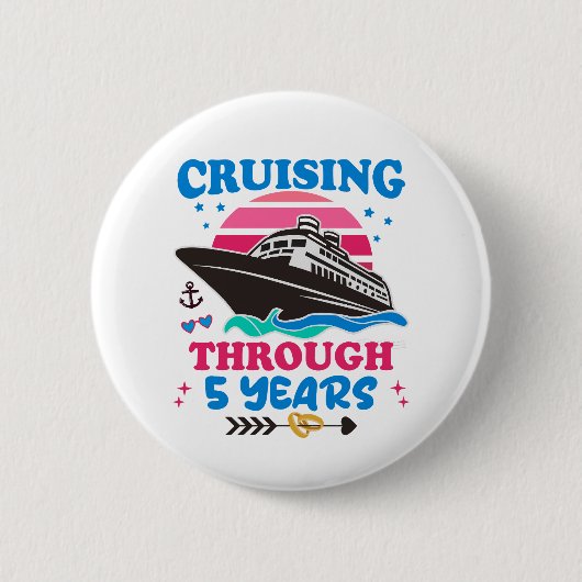 Badge Rond 5 Cm Croisière Sur 5 Ans Mariage (Devant)