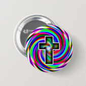 Badge Rond 5 Cm Croix arc-en-ciel (Devant & derrière)
