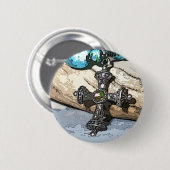 Badge Rond 5 Cm Croix bleue (Devant & derrière)