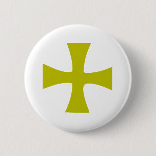 Badge Rond 5 Cm Croix byzantine d'or