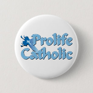 Badge Rond 5 Cm Croix catholique Prolife