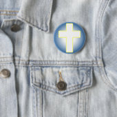 Badge Rond 5 Cm Croix chrétienne (En situation)
