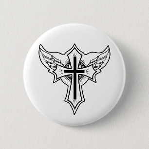 Badge Rond 5 Cm Croix chrétienne