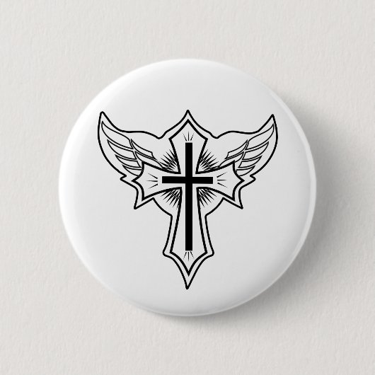 Badge Rond 5 Cm Croix chrétienne (Devant)
