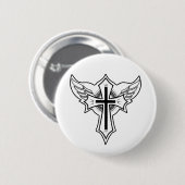 Badge Rond 5 Cm Croix chrétienne (Devant & derrière)
