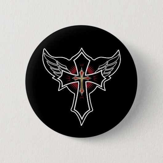 Badge Rond 5 Cm Croix chrétienne (Devant)