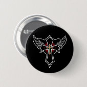 Badge Rond 5 Cm Croix chrétienne (Devant & derrière)