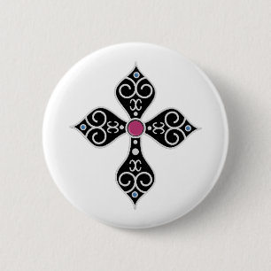 Badge Rond 5 Cm Croix chrétienne