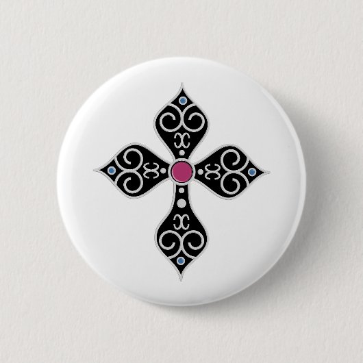 Badge Rond 5 Cm Croix chrétienne (Devant)