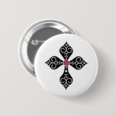 Badge Rond 5 Cm Croix chrétienne (Devant & derrière)