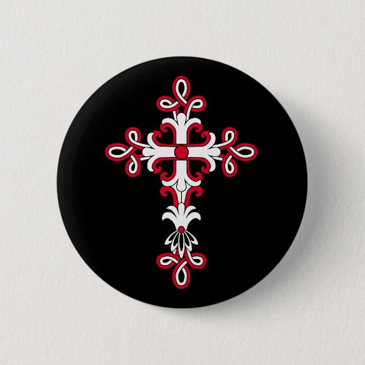 Badge Rond 5 Cm Croix chrétienne (Devant)