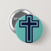 Badge Rond 5 Cm Croix chrétienne bleue différentes variantes (Devant & derrière)