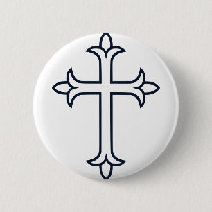 Badge Rond 5 Cm Croix Chrétienne Classique Art Minimaliste Fin